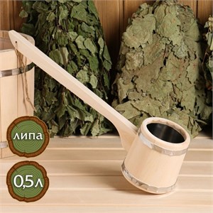 Ковш-черпак 0.5л дерево липа с нерж. вставка с длинной ручкой 54см 4689645