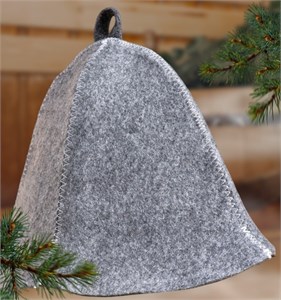 Шапка для бани и сауны, 70% полиэфир, 30% шерсть, серая 9224517