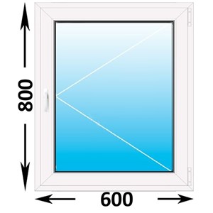 Окно Novotex 58 00 Белый ш600*в800мм/ правое/ одноств./ двухкам./ фурн. Formax/ пов. 11711