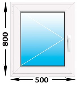 Окно Novotex 58 00 Белый ш500*в800мм /левое /одноств./ двухкам. /фурн. Formax/ пов. 12691