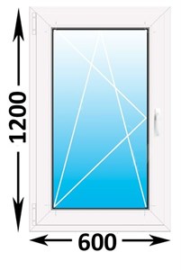 Окно Novotex 58 00 Белый ш600*в1200мм/ левое/ одноств./ двухкам./ фур. Fornax /пов.-отк. 12878