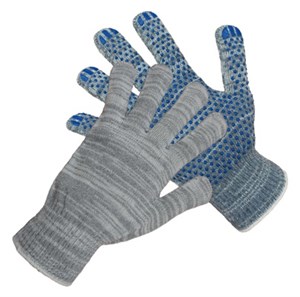 Перчатки Х/Б с ПВХ напылением "Люкс" (Волна) 40-42 гр. серые (10/300) 10 класс 05326