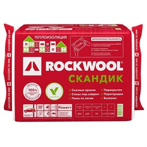Утеплитель Rockwool Скандик (ПЛ. 35) 5,76кв.м. 800х600х50мм 01289