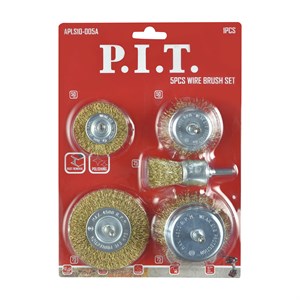 Набор кордщеток P.I.T. APLS10-005A 5шт латунированная витая проволока, хвостовик 6мм 15847