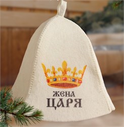 Шапка для бани и сауны с принтом «Жена царя», полиэфир 70%, шерсть 30% 5312247