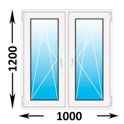 Окно Novotex 58 00 Белый ш1000*в1200мм/ левое и правое/ двухств./ двухкам./ фур. Fornax/ пов.-отк. 15721