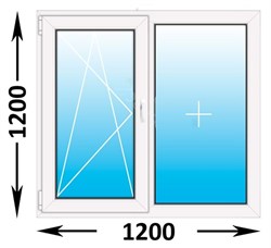 Окно Novotex 58 00 Белый ш1200*в1200мм/ левое/ двухств./ двухкам./ фурн. Fornax/ пов.-отк. 14903
