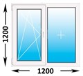 Окно Novotex 58 00 Белый ш1200*в1200мм двухкам/ фурн Fornax/ двухств - левое пов-отк/ глухое 14903